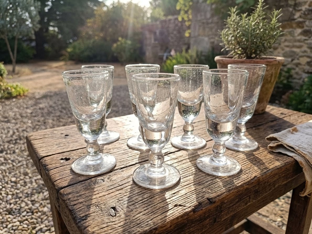 7 verres à absinthe anciens – artisanat du XIXe siècle