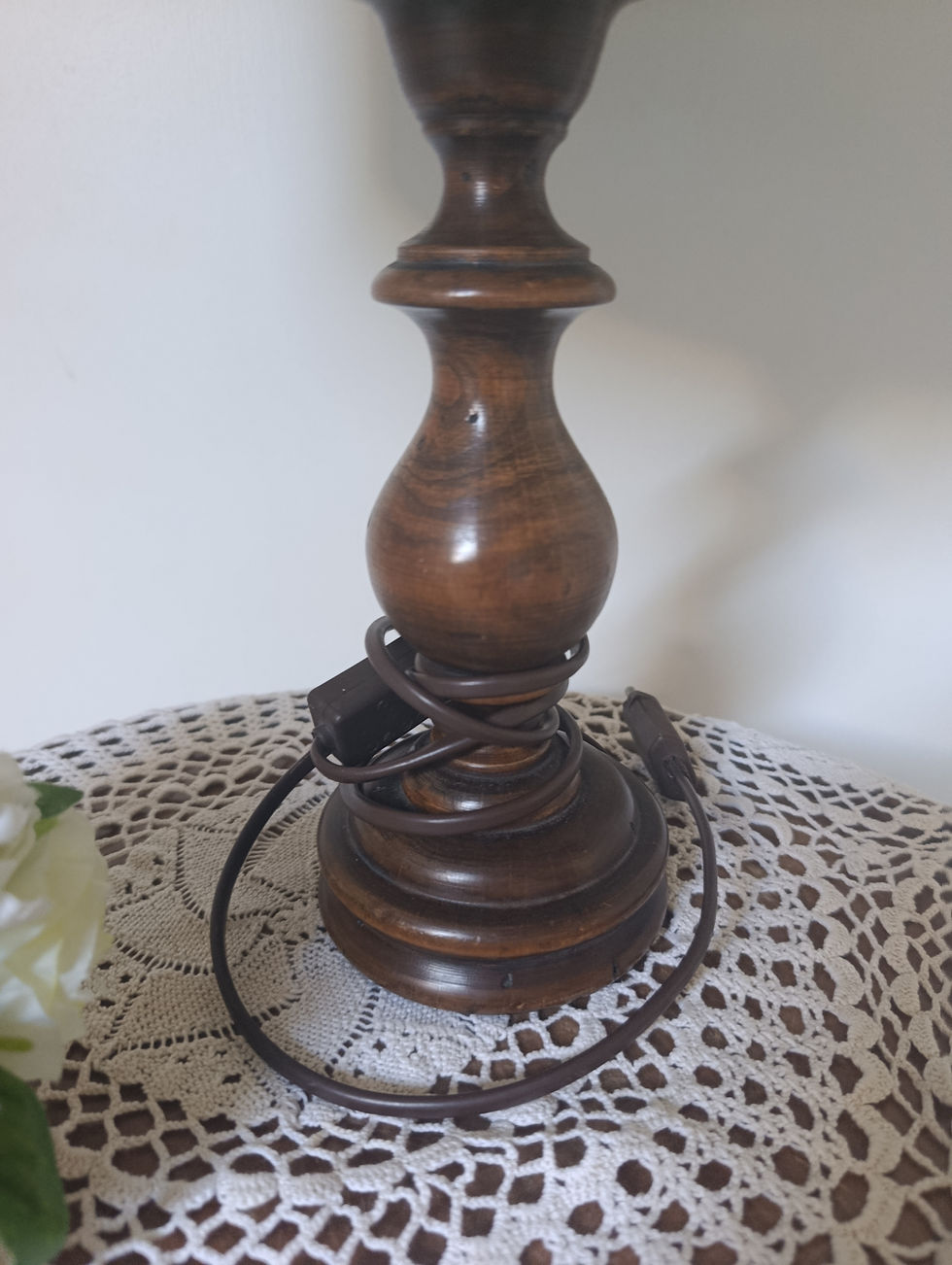 Miniature : Lampe bois rustique vintage | Abat-jour wax ethnique graphique