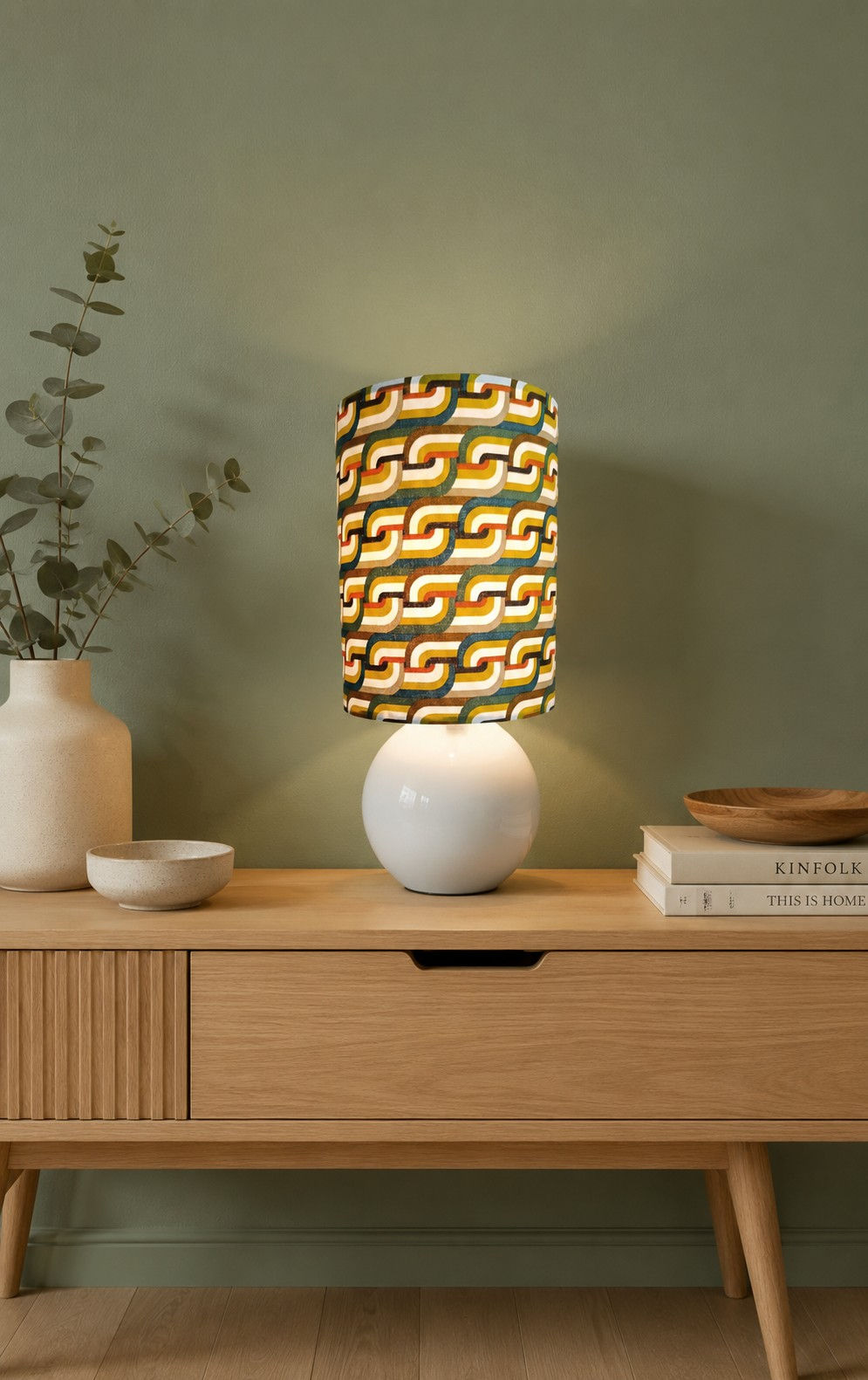 Lampe de chevet style vintage imprimé graphique seventies