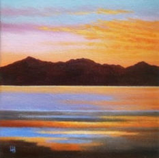 Sunset Over Arran from Seamill - Acrylic on Canvas 20cm x 20cm, £350_edited.jpg