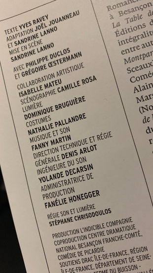 LE COURS CLASSIQUE. Théâtre du rond point