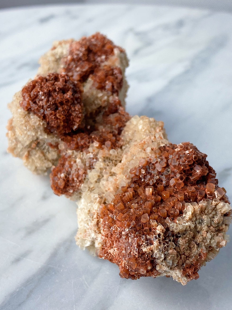Thumbnail: Aragonite Sputnik cluster | bi-colour