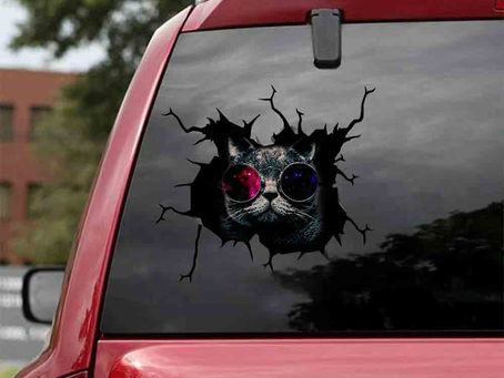 OFFICIAL Black cats with glasses car decal sticker