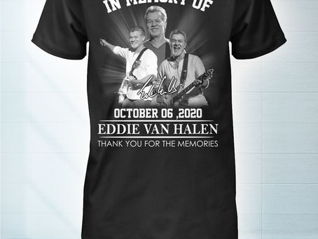 (Fast Shipping) In memory of Eddie Van Halen october 6 2020 thank you for the memories t-shirt