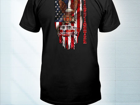 HOT Love firefighter american flag t-shirt