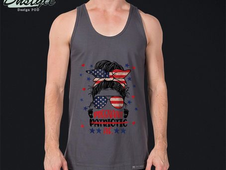 OFFICIAL Messy Bun 4th Of July Patriotic Af Pregnant Pregnancy Funny Tank Top