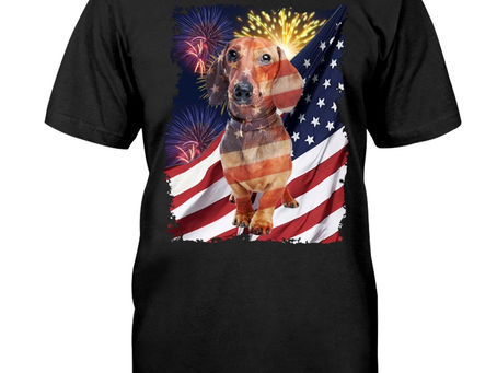 NEW Dachshund america freedom calling 4th of July shirt