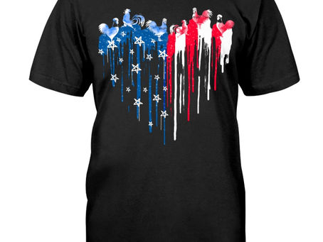 TOP Chicken freedom colorful dripping heart shirt