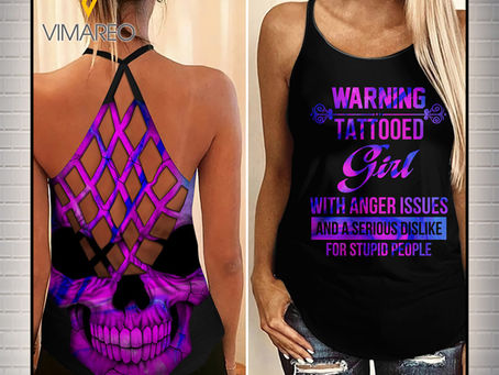 OFFICIAL Tattooed girl cross open back camisole tank top