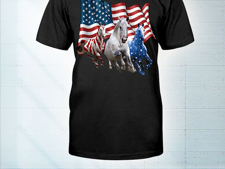 TOP Horses american flag independence day t-shirt