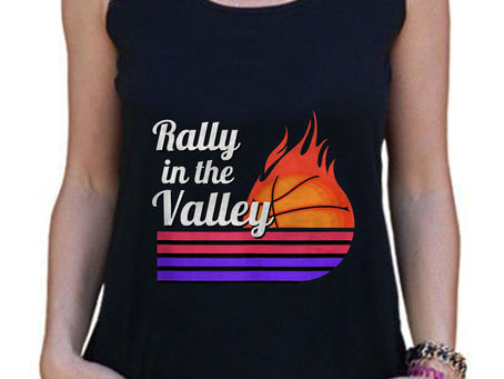 AVAILABLE Rally In The Valley Phoenix Flaming Basketball Retro Sunset Tank Top