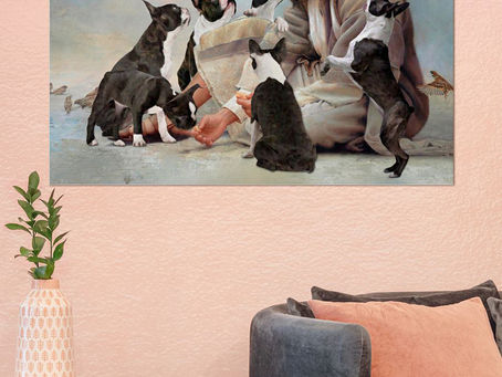 (Fast Shipping) God surrounded by Boston Terrier angels poster