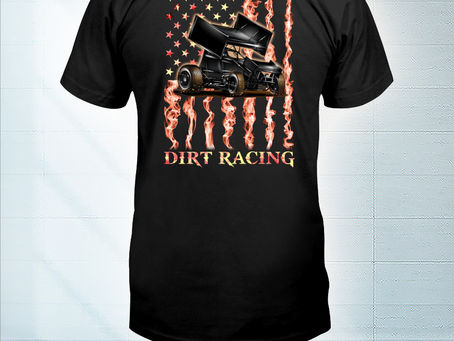 BEAUTIFUL Sprint car fire dirt racing american flag 4th of july t-shirt