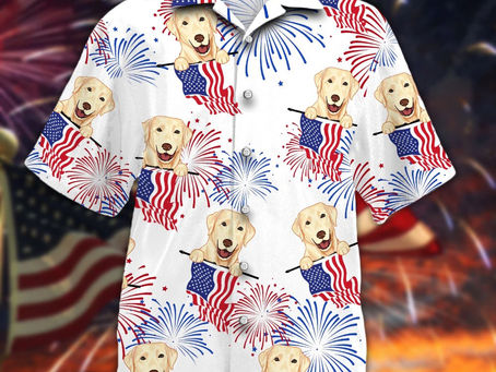 HOT Labrador retriever american flag firework hawaiian shirt