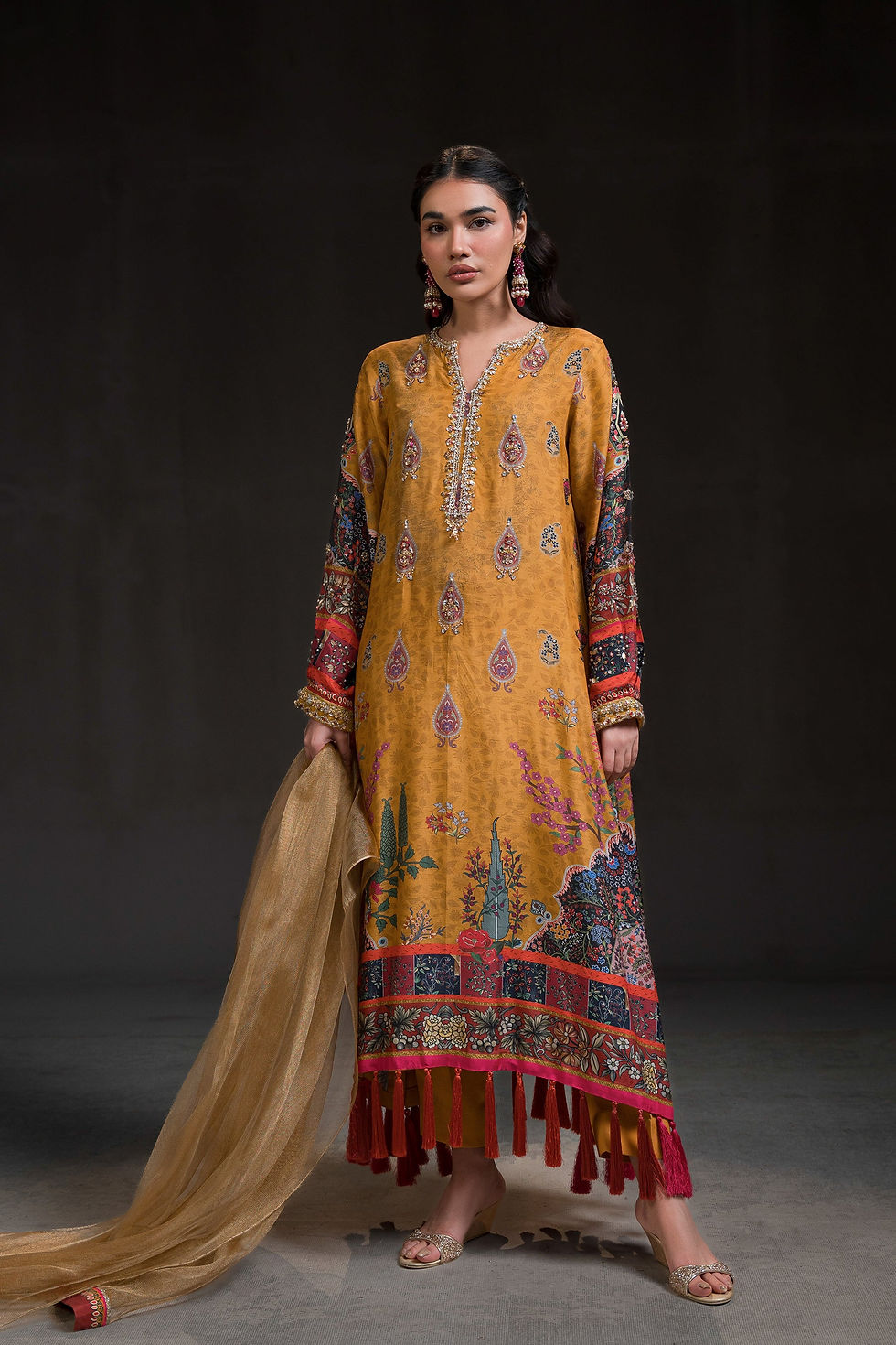 Mustard Gold Kaftan Set