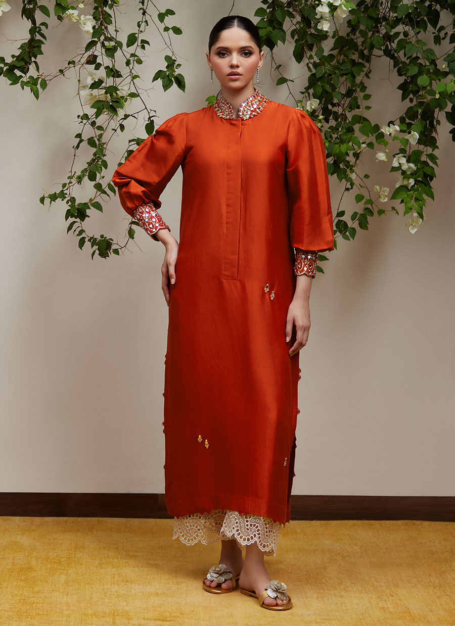 Yuri Rust Raw Silk Shirt 