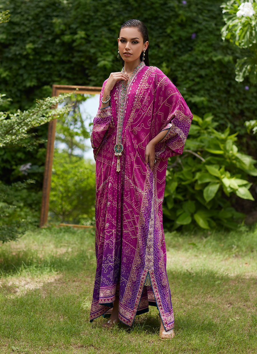 Thumbnail: Zahli Magenta Ombre Kaftan