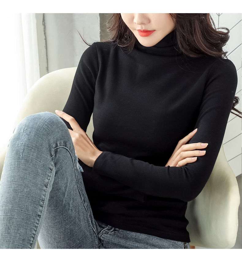 サムネイル： 長袖Tシャツ レディース Tシャツ 裏起毛 タートルネック スリム ストレッチ 秋冬 カットソー トップス ロンt インナー 肌着 アンダーウェ