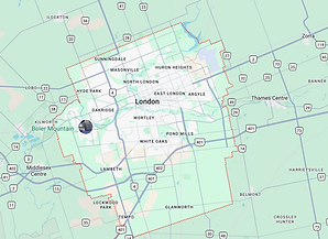 Google Maps view of London, Ontario – service area for Velora Water Systems luxury residential and light commercial water filtration