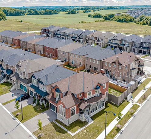 Aerial view of East and West Gwillimbury, Ontario showing rural landscapes, growing residential neighbourhoods, and surrounding countryside – Velora Water Systems service area for premium water filtration and softener systems