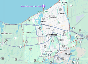 Google Maps view of St. Catharines, Ontario – service area for Velora Water Systems luxury residential and light commercial water filtration