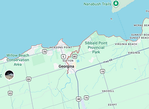 Google Maps view of Georgina, Ontario – service area for Velora Water Systems luxury residential and light commercial water filtration