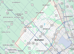 Google Maps view of Brampton, Ontario – service area for Velora Water Systems luxury residential and light commercial water filtration