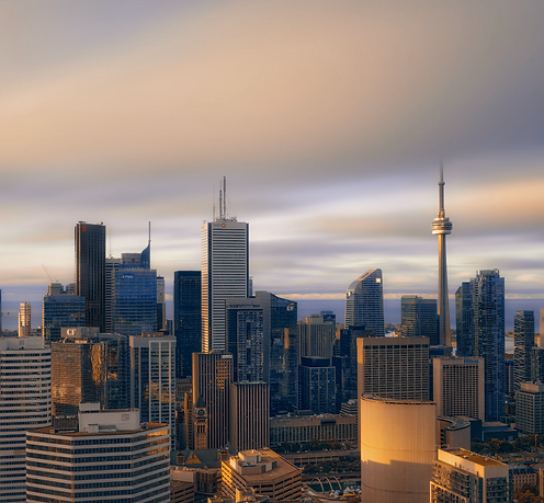 Aerial view of the City of Toronto and Greater Toronto Area skyline with Lake Ontario, highlighting Velora Water's service region including Vaughan, Woodbridge, and North York for premium water filtration and softening systems