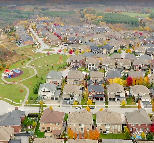 Aerial view of Nobleton, Ontario showing the community, surrounding rural landscapes, and residential neighbourhoods – Velora Water Systems service area for premium water filtration and softener systems