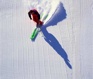 Aerial shot of a skier