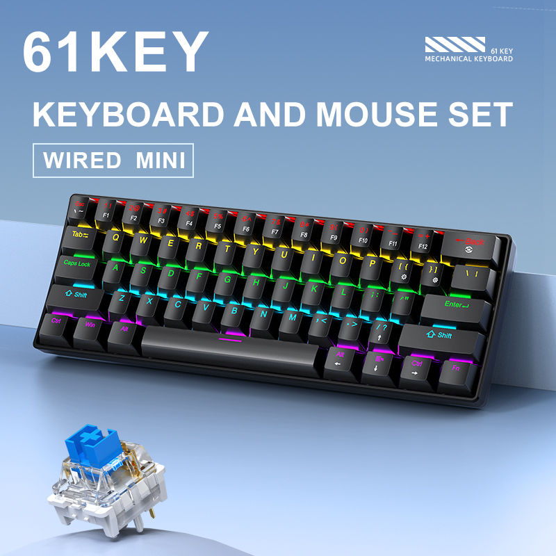 Thumbnail: APAYADO K61 Mini Mechanical Keyboard,Wired,61 Keys,Phantom RGB, Black/White Red/