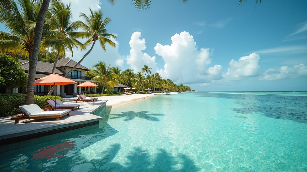 Wide angle view of a luxury resort in the Caribbean