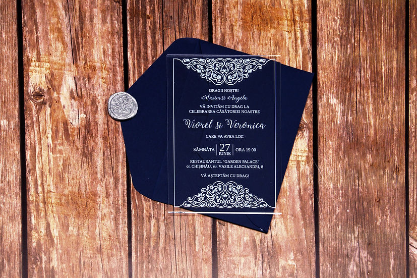 Acrylic wedding invitations with Arabic ornament