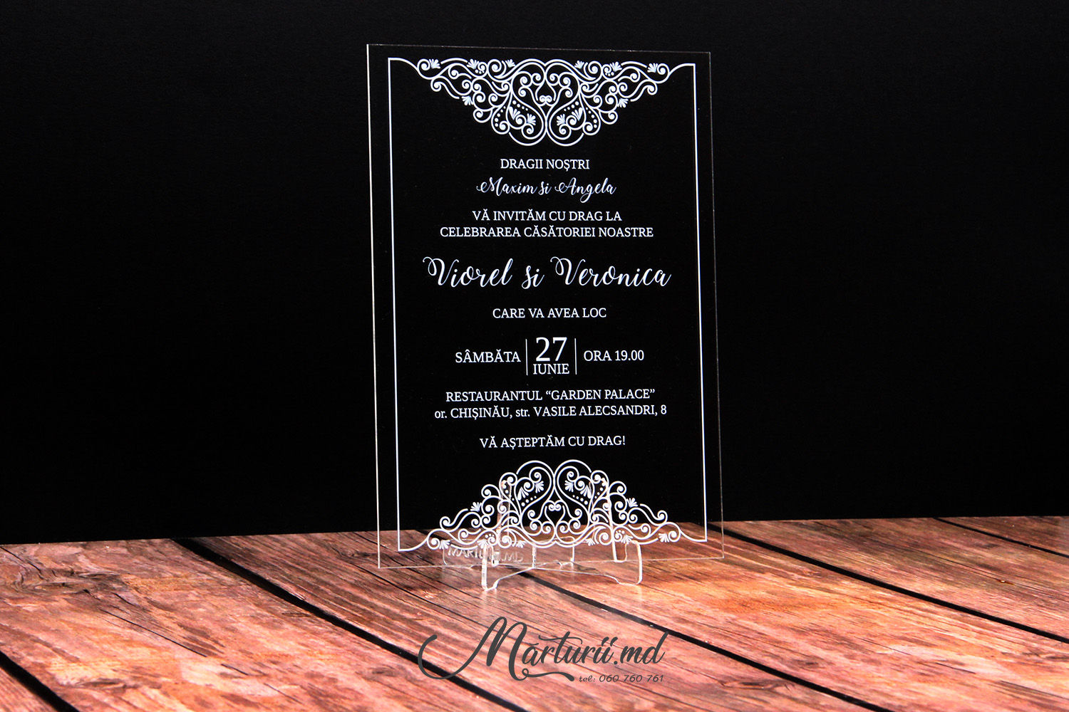 NP-004 Invitatie Nasi/Parinti in plic, cu print alb