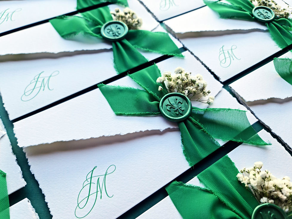 Miniatură: IN-123 Invitatie din carton alb texturat cu print verde