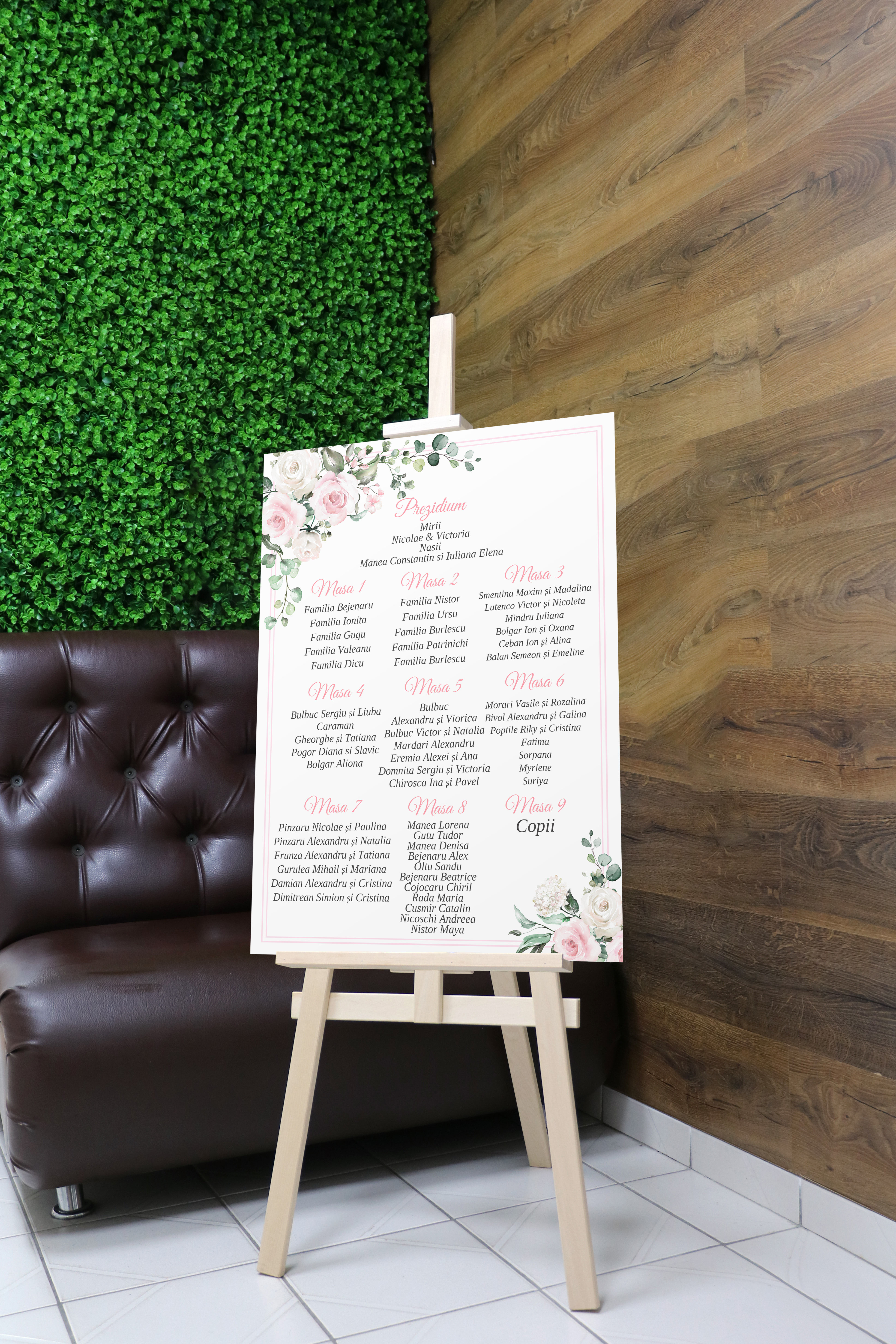 WS-005 Panou cu așezarea la mese, cu print floral
