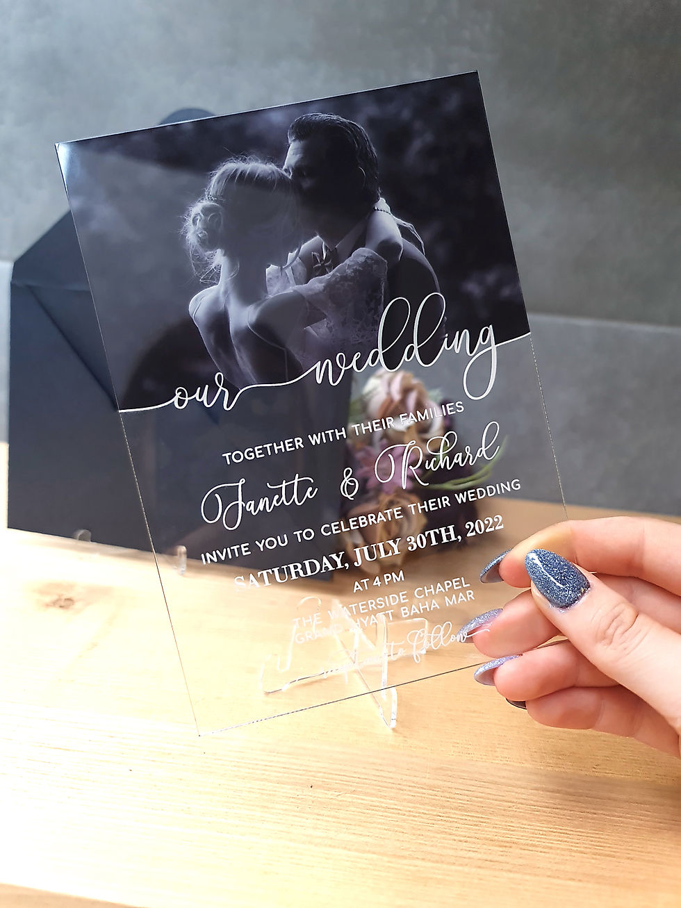 Miniaturbild: Our wedding - acrylic invitation with your photo