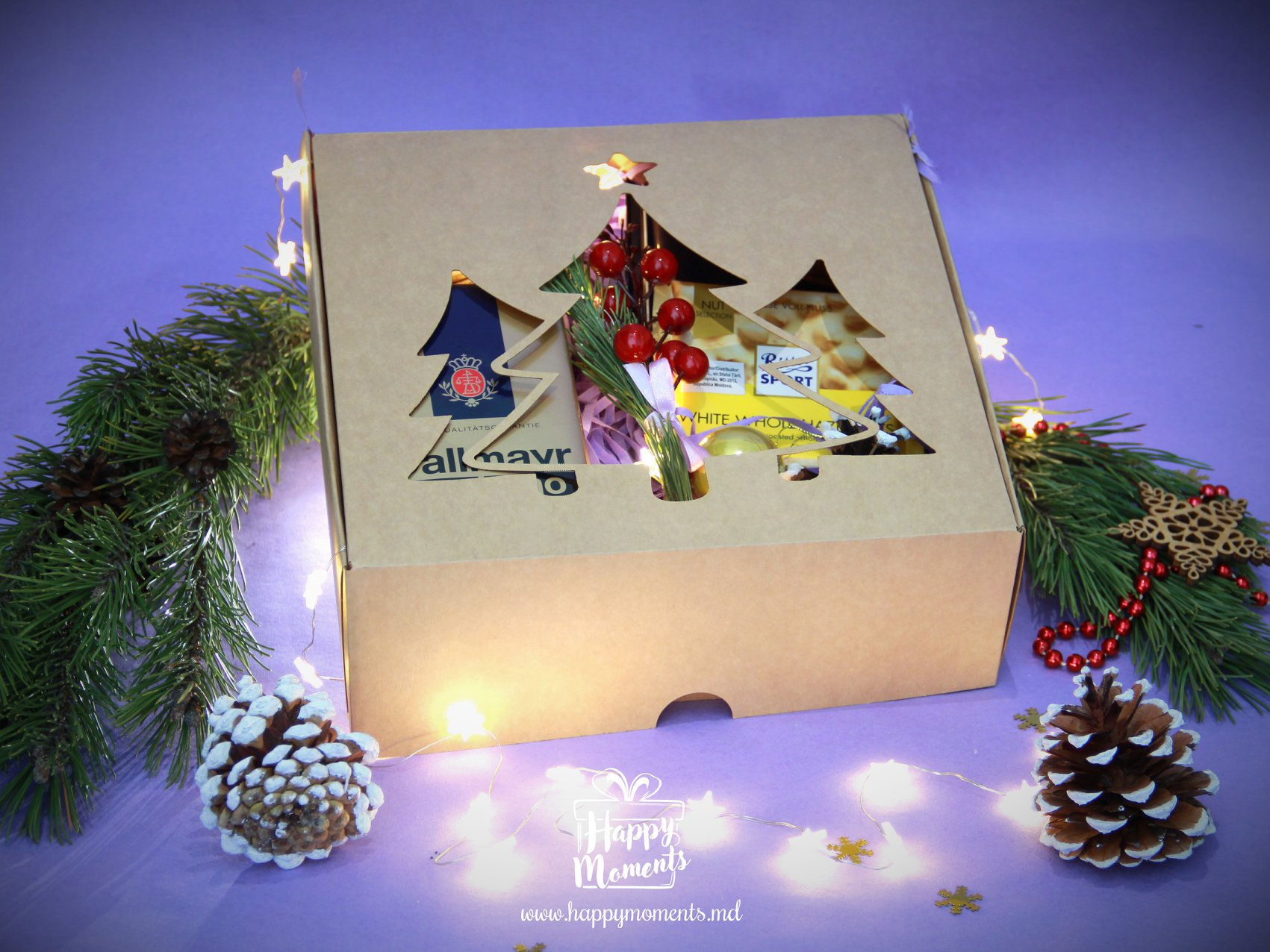 Cutie din carton craft pentru cadou de revelion