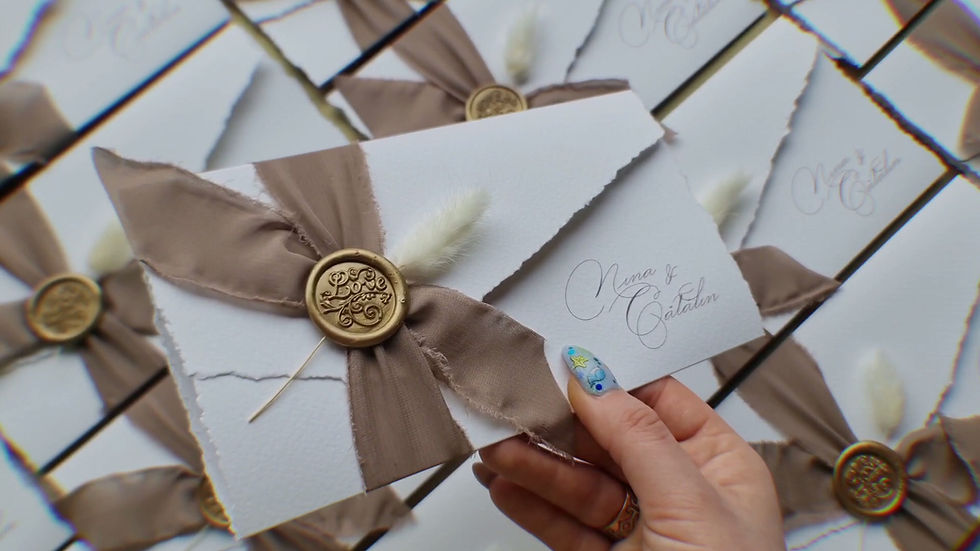 Miniatură: IN-109 Invitatie din carton rupt cu design pampas