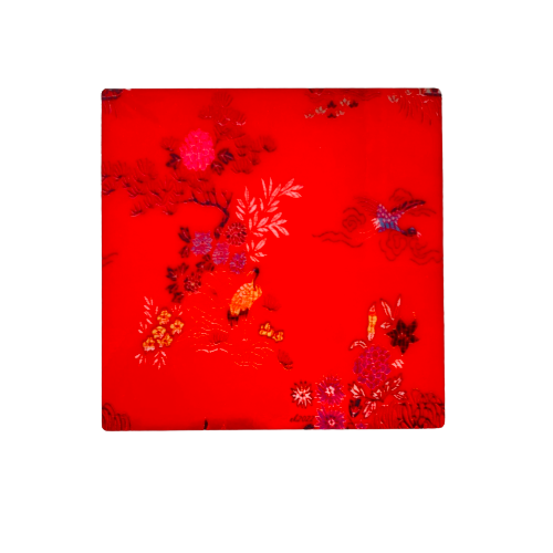 Thumbnail: Pink Peaches, Chinese Brocade, Mix & Match, Set of 4 Coasters