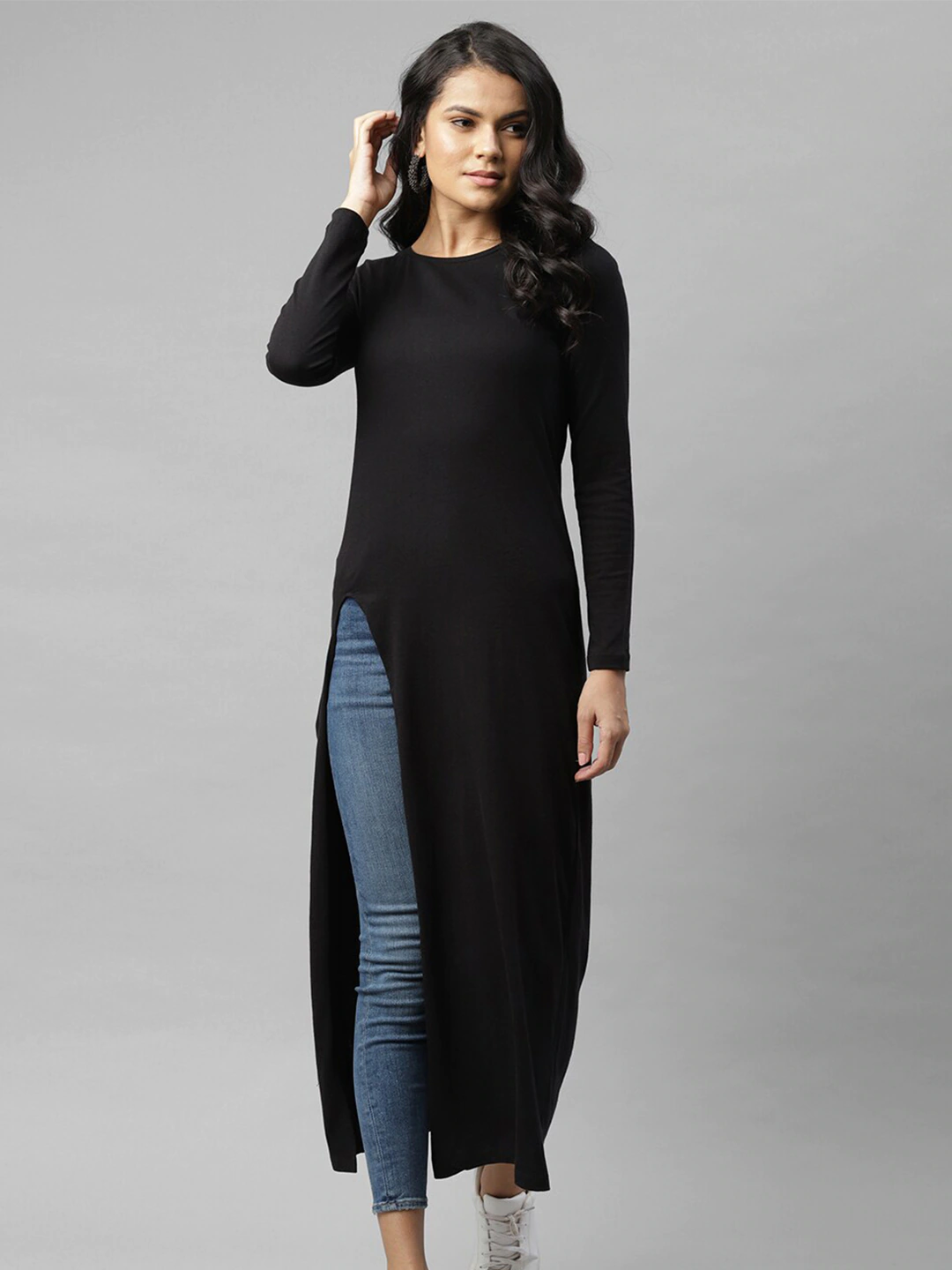 Rigo Black Maxi Longline Top