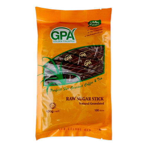 GPA Sugar 100 Natural Raw Sugar Sticks ( 4g x 100s ) HL Mart