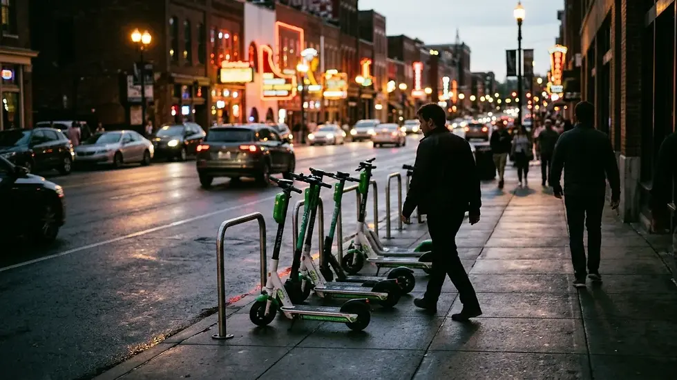 Getting from Fern B Nashville TN to Broadway by rideshare and scooter