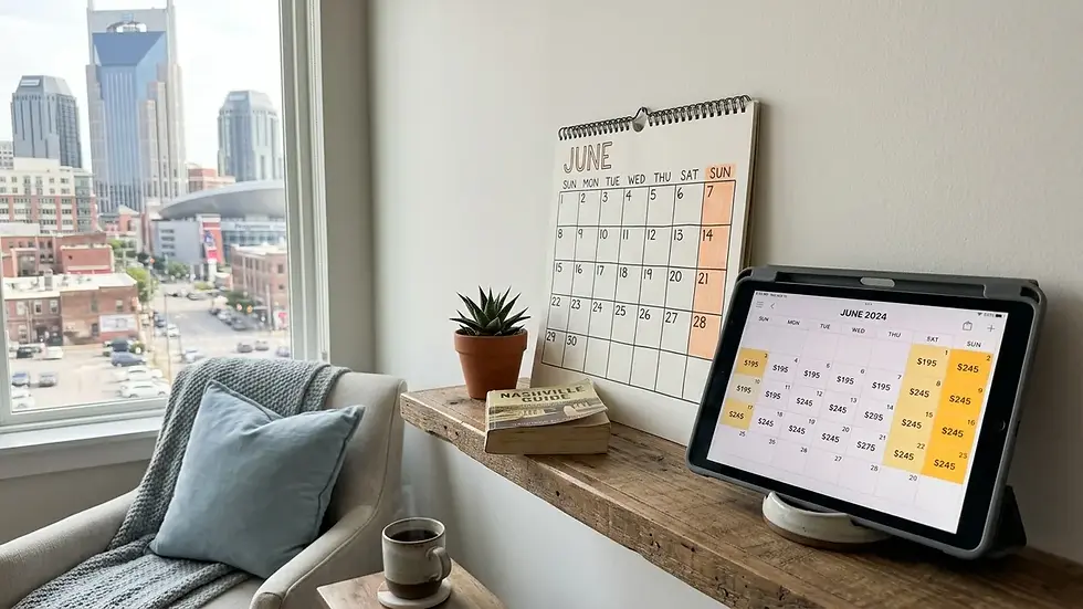 Nashville vacation rental average daily rate seasonality and event weekend pricing calendar