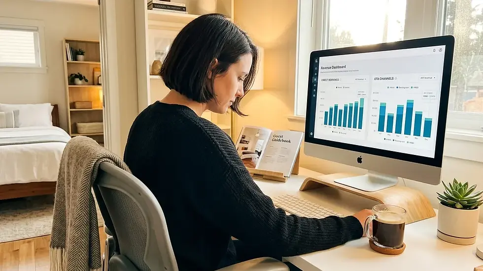 short-term rental direct booking website revenue comparison dashboard