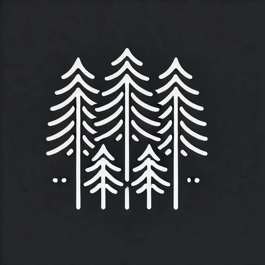 DALL·E 2025-02-26 18.08.17 - A simple sketch with a white outline of five pine trees group