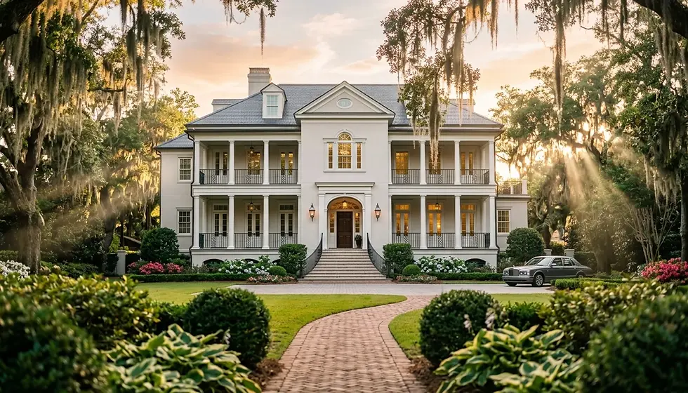 Modern Charleston property exterior showcasing best property management investment opportunity in golden hour lighting