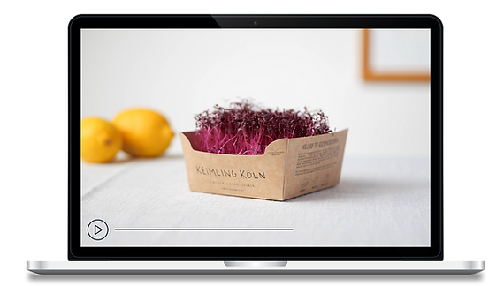 Macbook mit einem Produktvideo von Keimling Köln