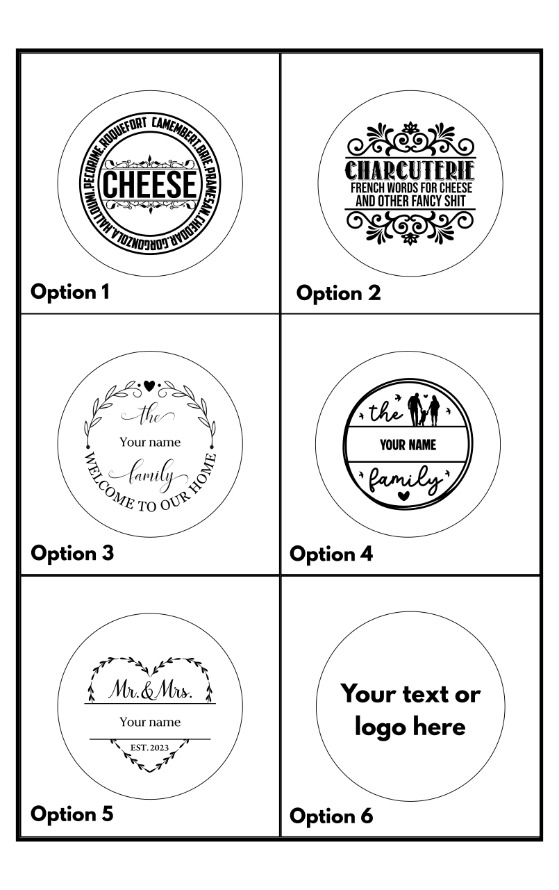 Engraving options for slate cheese board