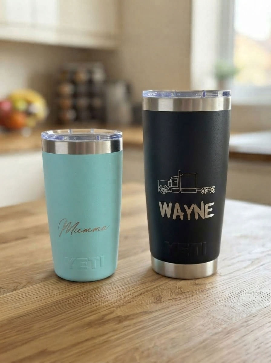 10oz and 20oz YETI Rambler Tumbler engraved for gift